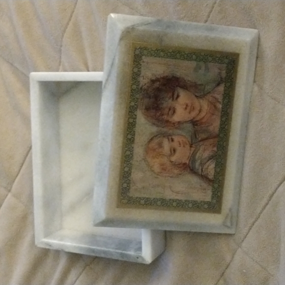 Edna Hibel Marble Trinket Jewelry Box With Lid Mother And Child - D3 - Picture 2 of 7